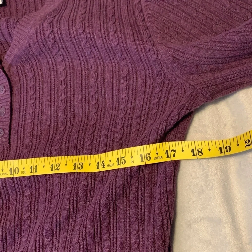 Croft & Barrow Women's Plum purple cable Knit Henley Sweater size small cotton
